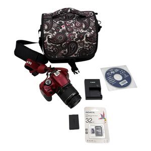 RED Canon EOS Rebel T5 18MP DSLR Camera with 18-55mm IS II Lens, Bag Memory Card